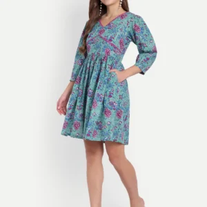 Floral Print Cotton Mini Dress