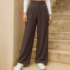 Previous Next   Korean Style Trousers with Baggy Fit In Dark Chocolate