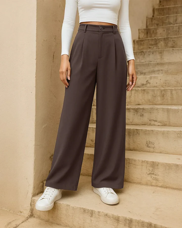 Previous Next   Korean Style Trousers with Baggy Fit In Dark Chocolate